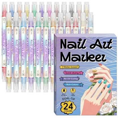 💅24‑Colors Dual‑Ended Nail Art Pens‑DIY Manicure Drawing Set🎁