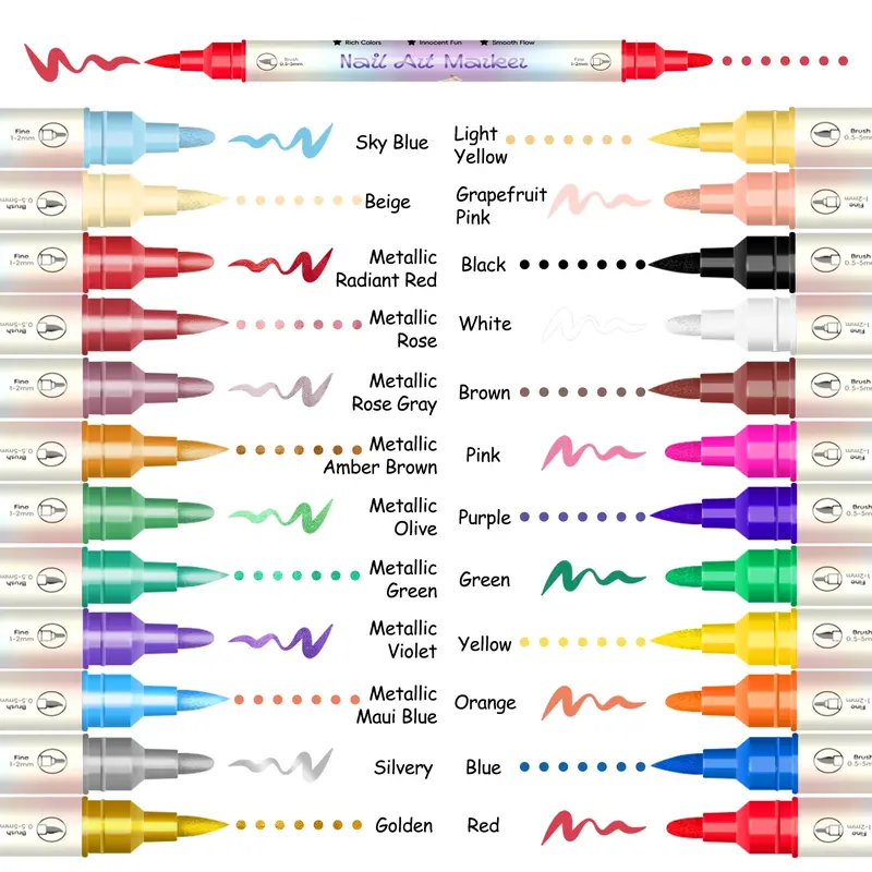 💅24‑Colors Dual‑Ended Nail Art Pens‑DIY Manicure Drawing Set🎁