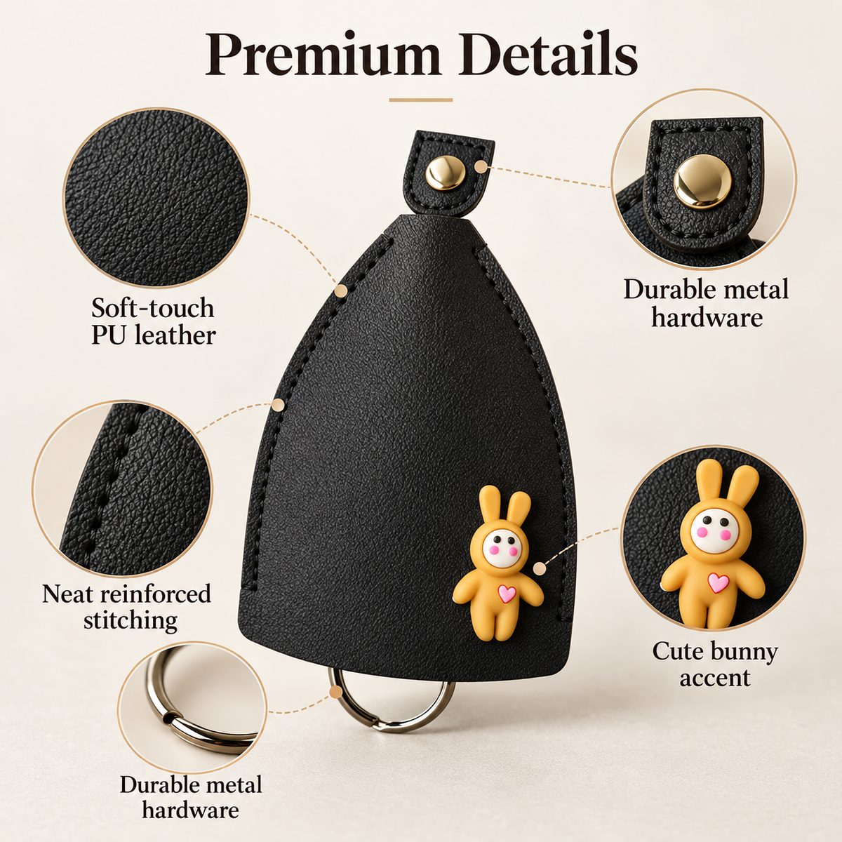 🔥 Cute Bunny Mini Pouch 🐰 | Adorable 3D Rabbit Charm, Stylish & Portable with Metal Ring