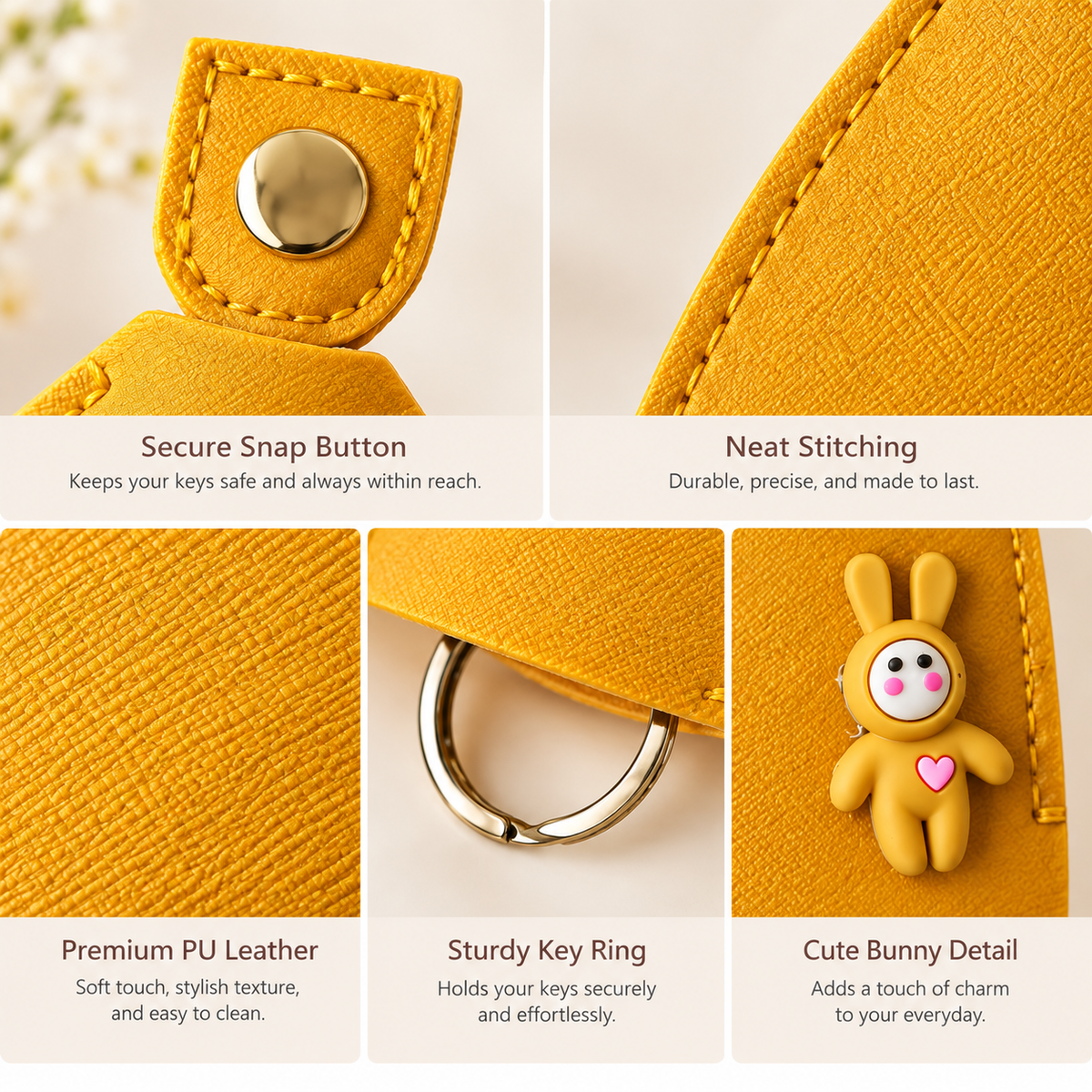 🔥 Cute Bunny Mini Pouch 🐰 | Adorable 3D Rabbit Charm, Stylish & Portable with Metal Ring