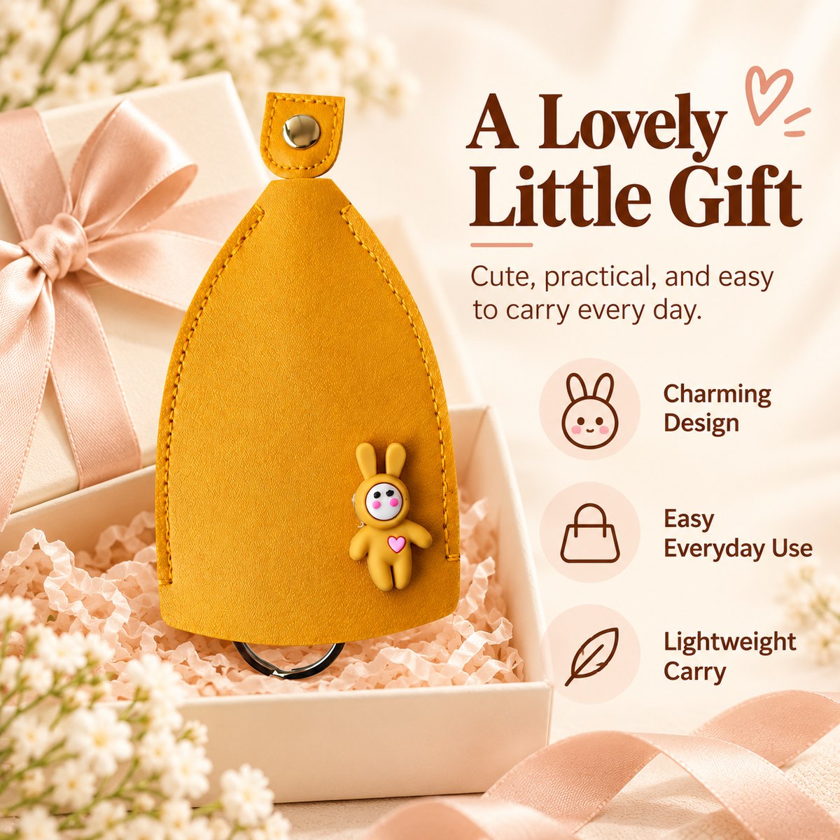 🔥 Cute Bunny Mini Pouch 🐰 | Adorable 3D Rabbit Charm, Stylish & Portable with Metal Ring