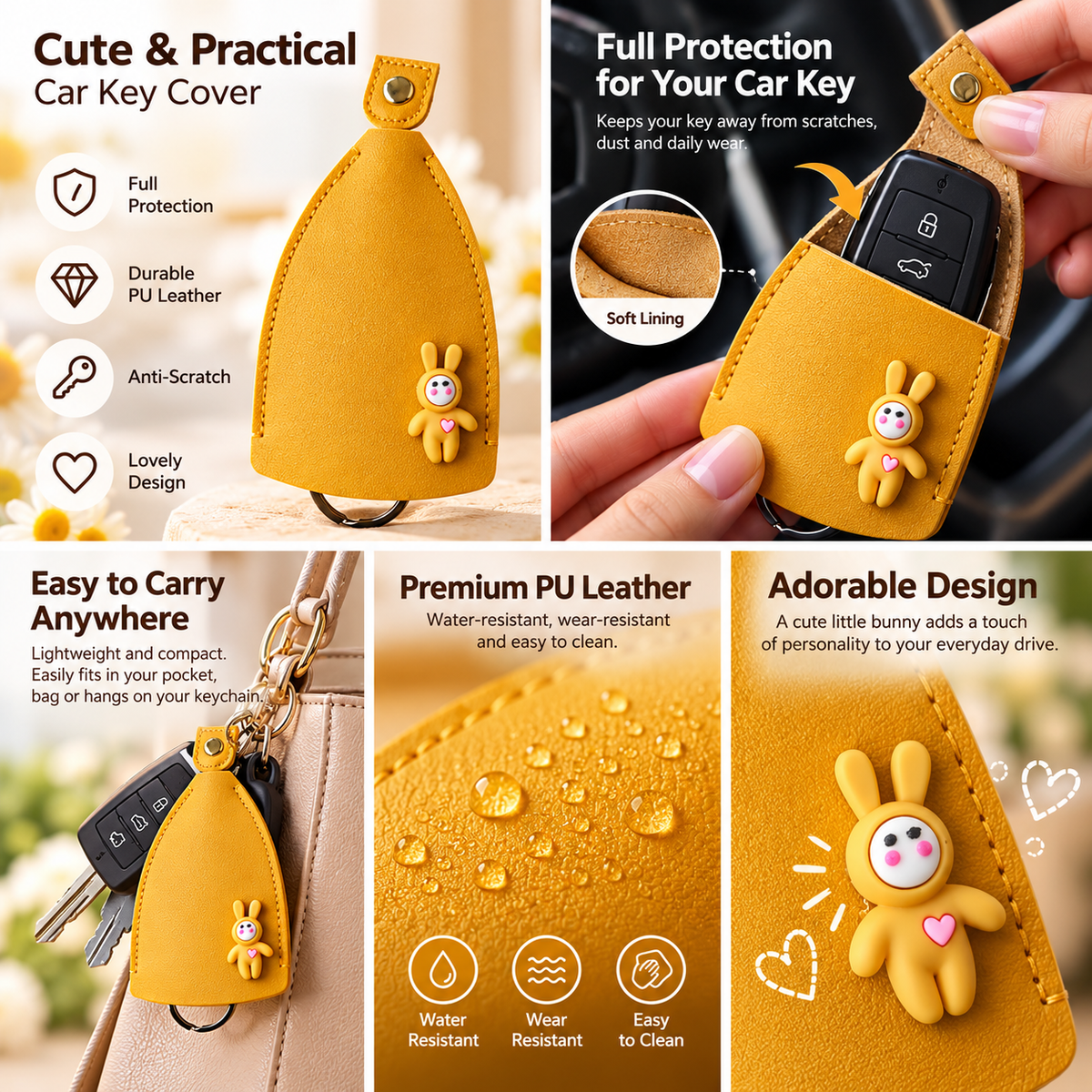 🔥 Cute Bunny Mini Pouch 🐰 | Adorable 3D Rabbit Charm, Stylish & Portable with Metal Ring